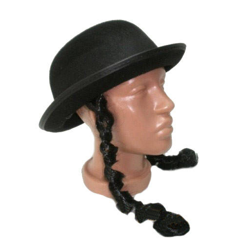 

Шляпа Еврейский котелок с пейсами, черная, Черный