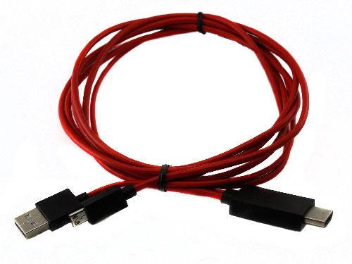 

MHL кабель USB, переходник с MicroUSB на HDMI, 1.8м, Красный