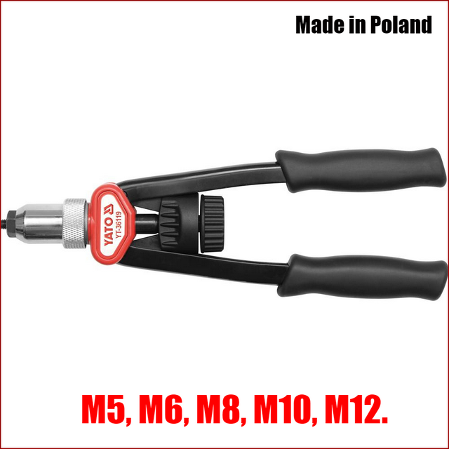 

Ручной заклепочник для резьбовых заклепок M5-M12 YATO YT-36119