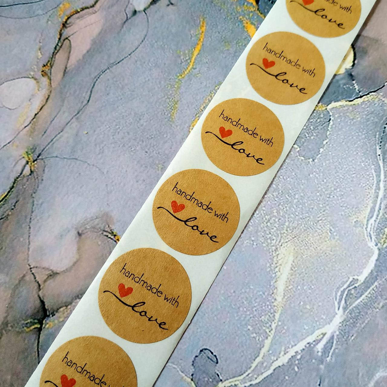 

Наклейки "Handmade with love" 20 шт (25мм)