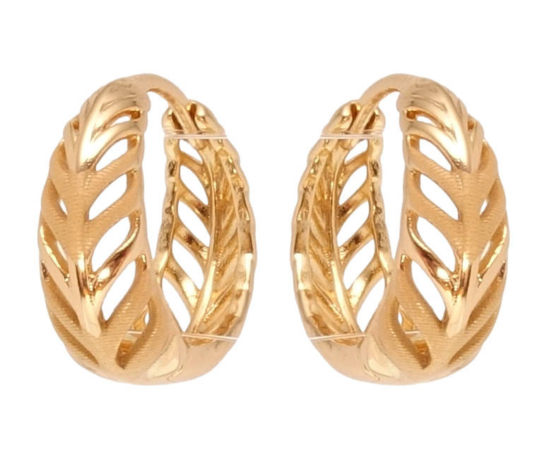 

Серьги Xuping Позолота 18K колечки "Резные перья" с матовой прокраской