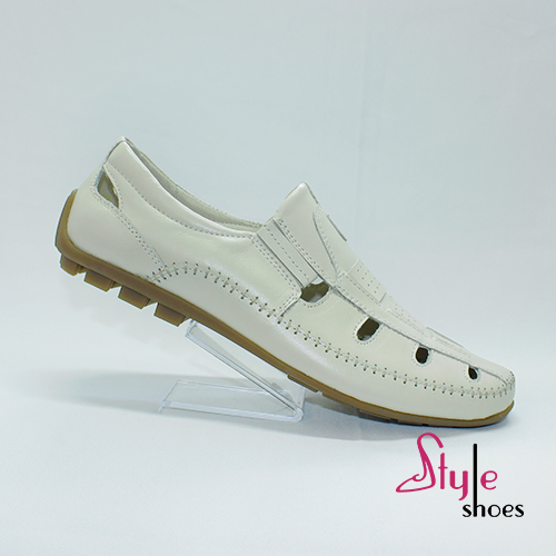 

Легкие мужские туфли летние кожаные 43, Бежевый