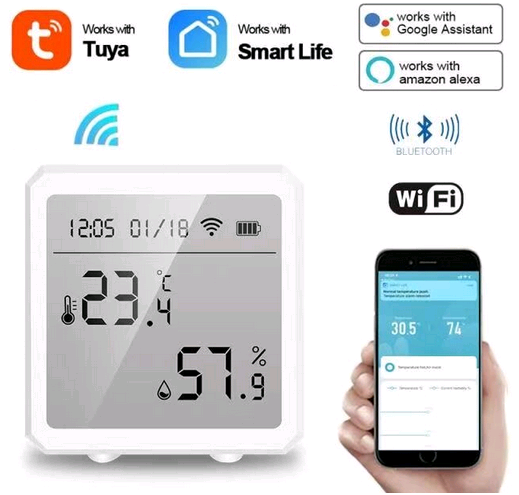 

Датчик температуры и влажности Tuya SmartLife, Белый