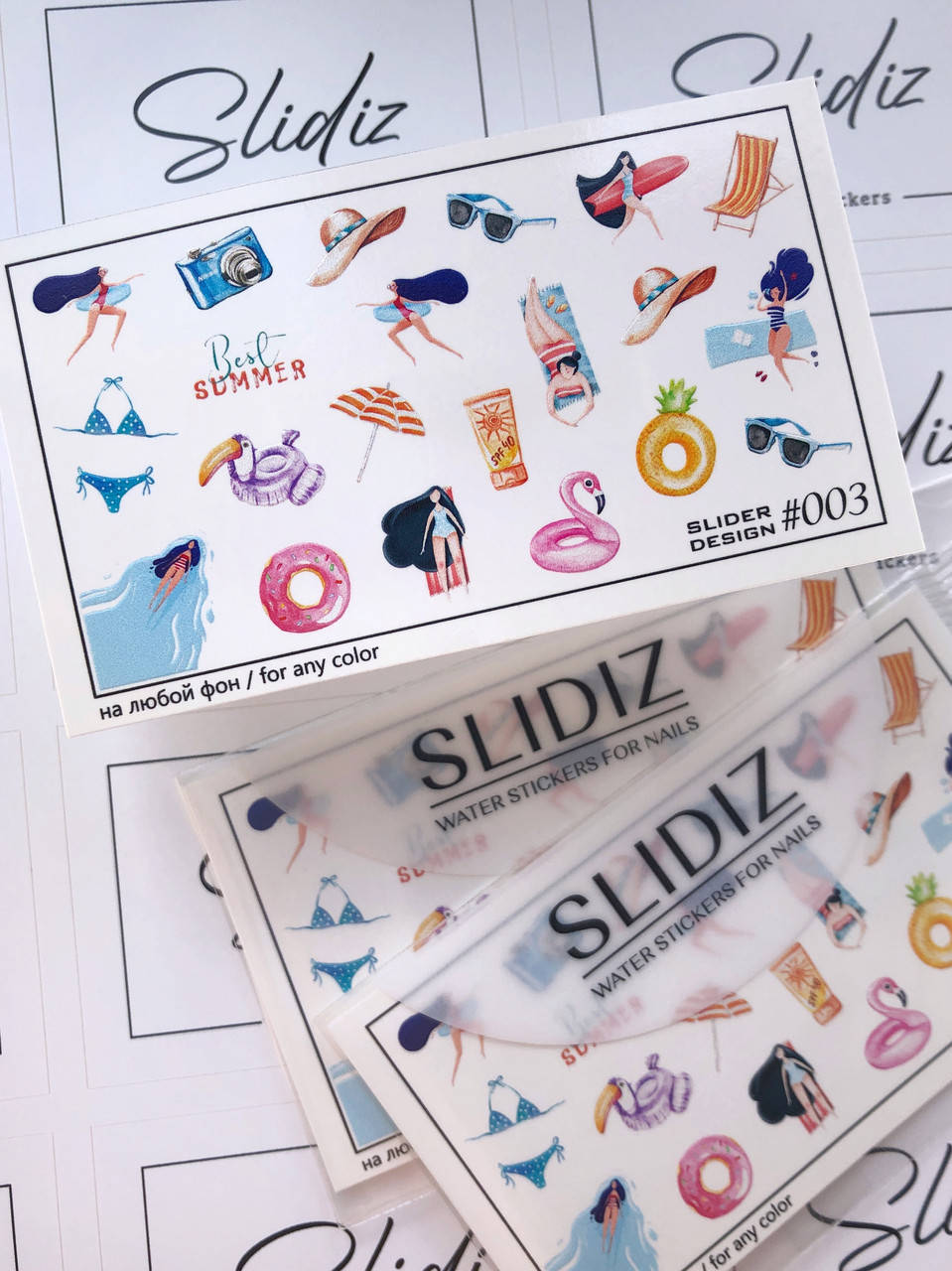 

Слайдер-дизайн SLIDIZ водная наклейка для ногтей на любой фон, лето, море