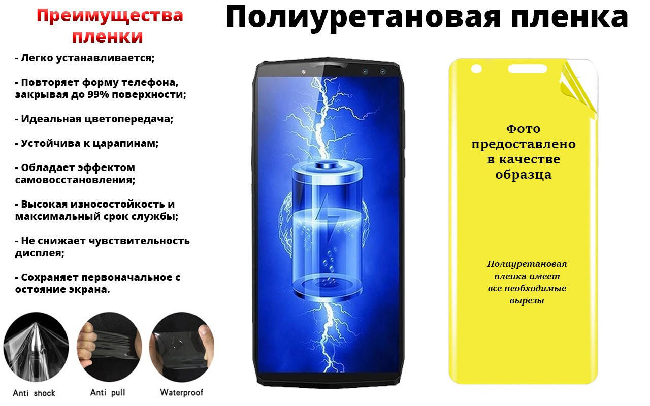 

Полиуретановая пленка Doogee S60 с эффектом самовосстановления, Прозрачный