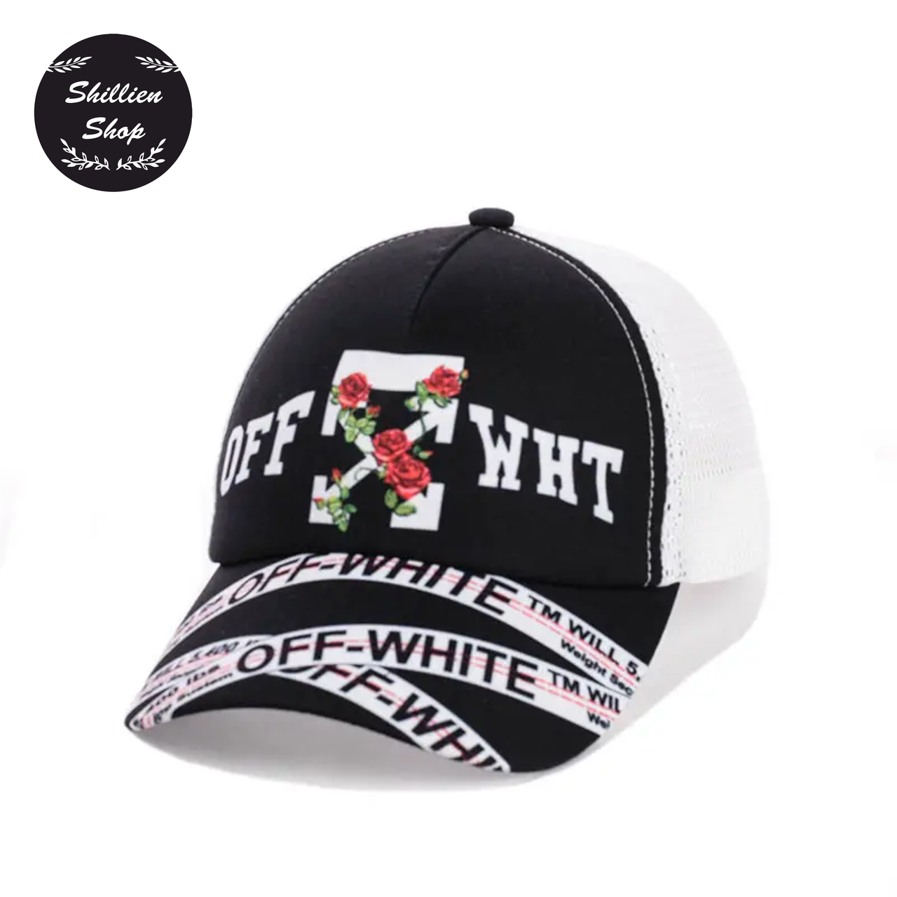 

● Летняя кепка бейсболка с сеткой - Off White / Офф Вайт ●, Черный