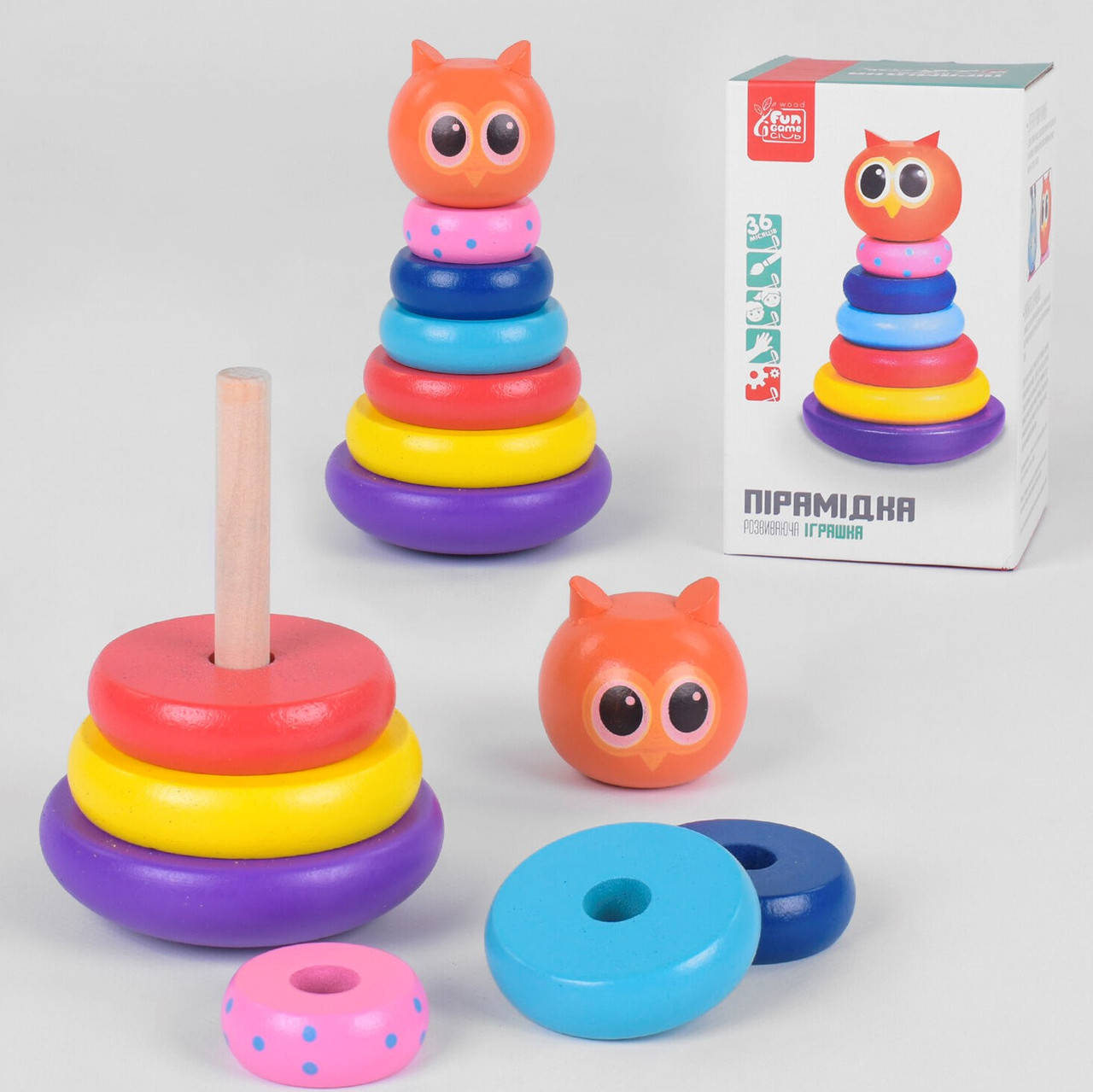 

Деревянная пирамидка для детей 91552 "Fun Game" Монтессори