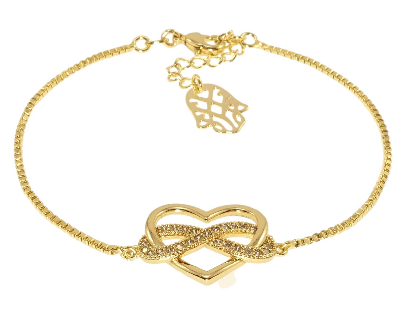 

Браслеты Xuping JEAN GOUJON Позолота 14K "Сердце с бесконечностью" длина с доп.цепочкой 17,5-20,5х1мм