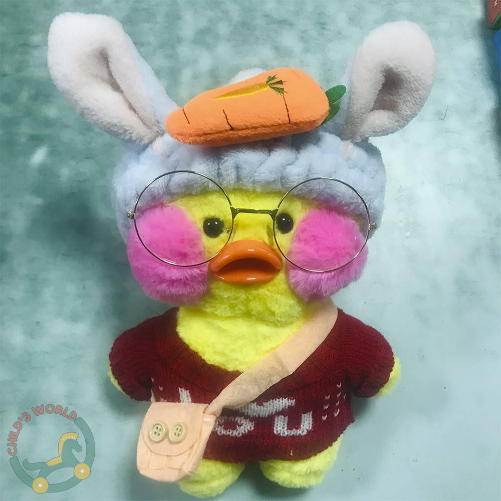 

Плюшевая утка "LaLaFanFan Duck" - мягкая игрушка ЛаЛаФанФан утка 25 см в одежде и окулярах , меньшая