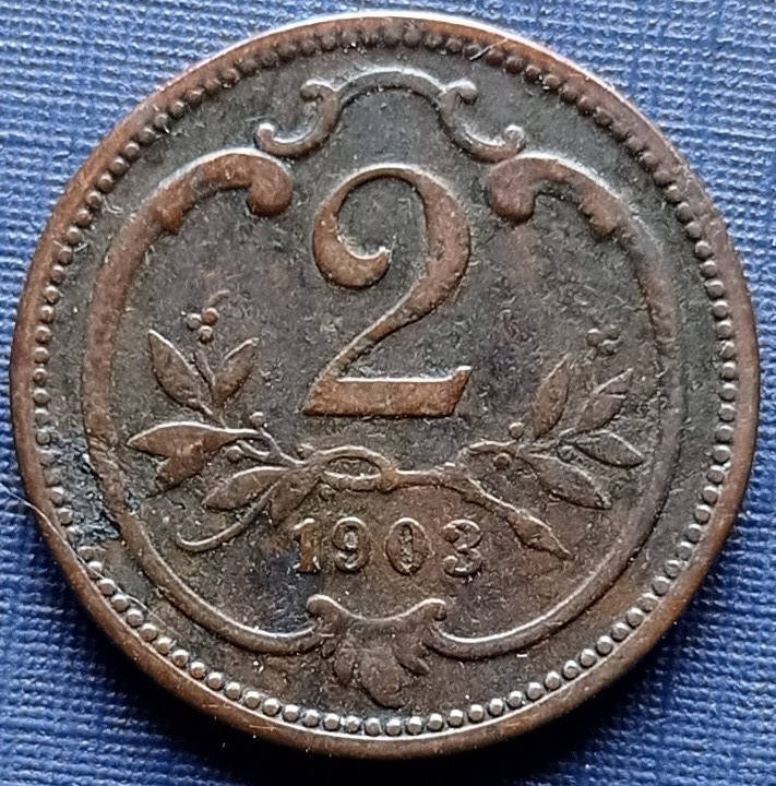 

Монета 2 геллера Австро-Венгрия 1903 нечастый год состояние