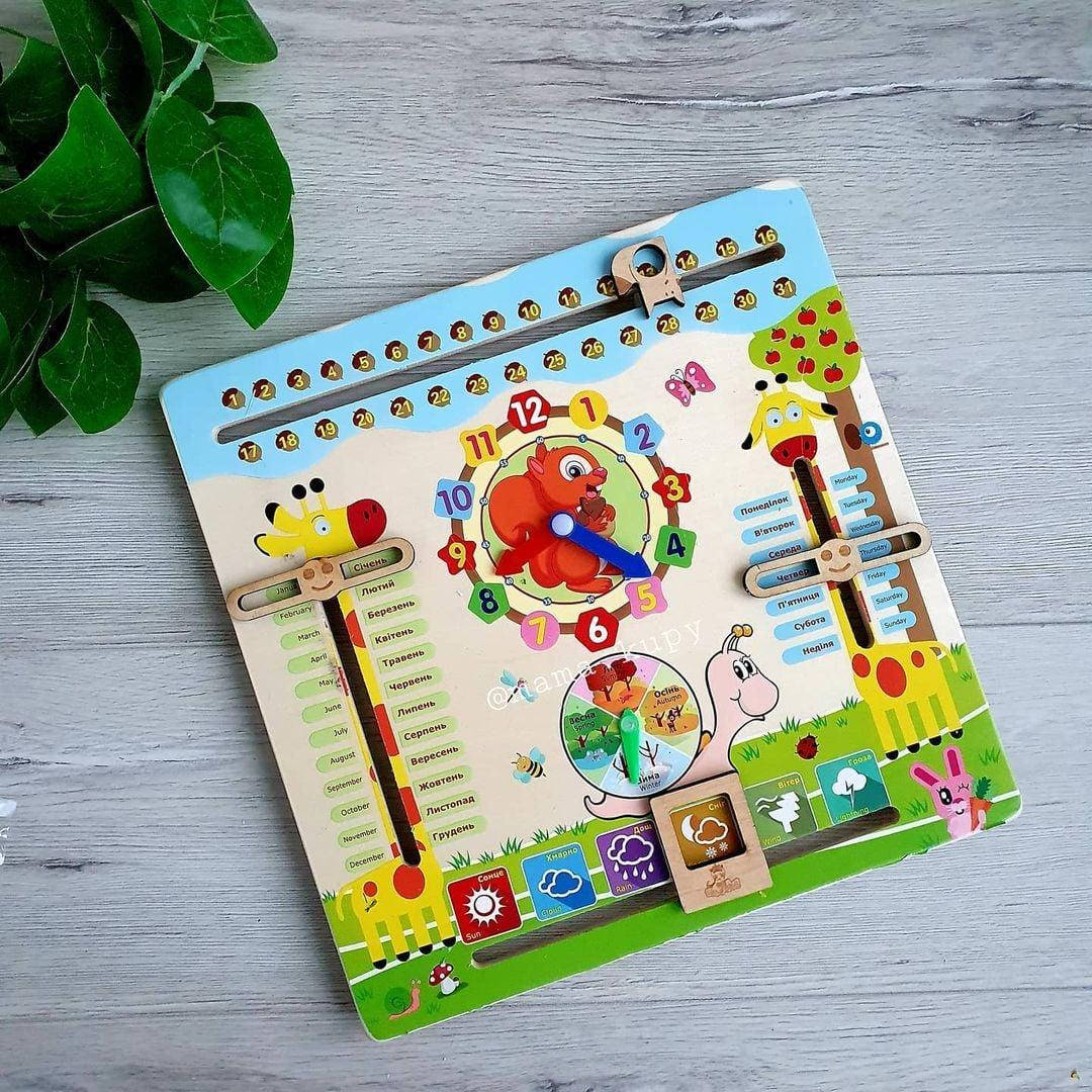 

Деревянная игрушка игра Fun Toys Деревянный календарь MD2063 часы