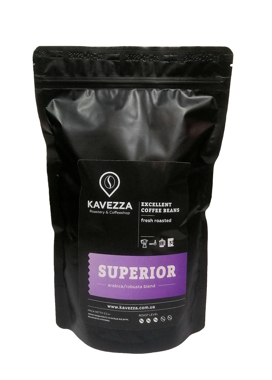 

Кава в зернах SUPERIOR blend, 500 г (арабіка 80% - робуста 20%)