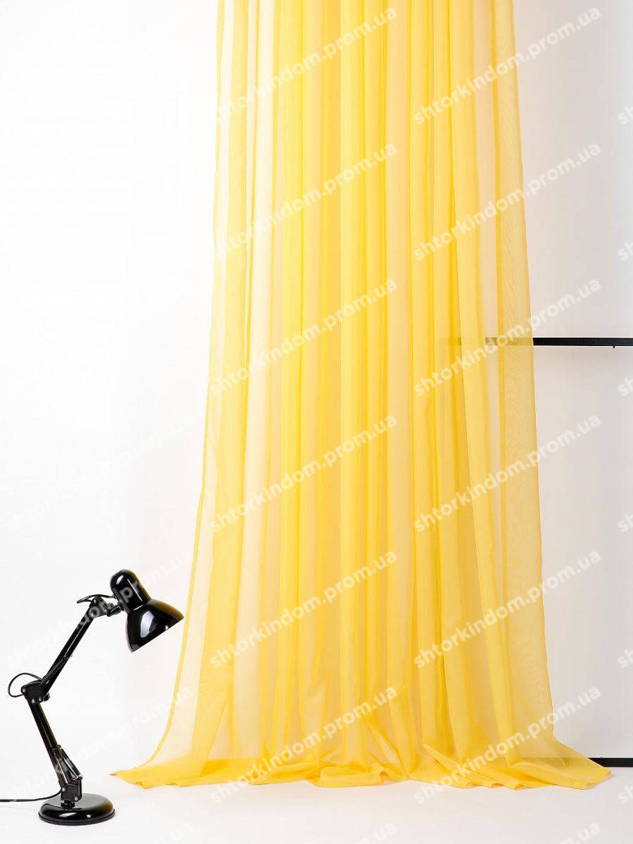 

Тюль шифон однотонный, тюль вуаль,однотонный тюль, Желтый