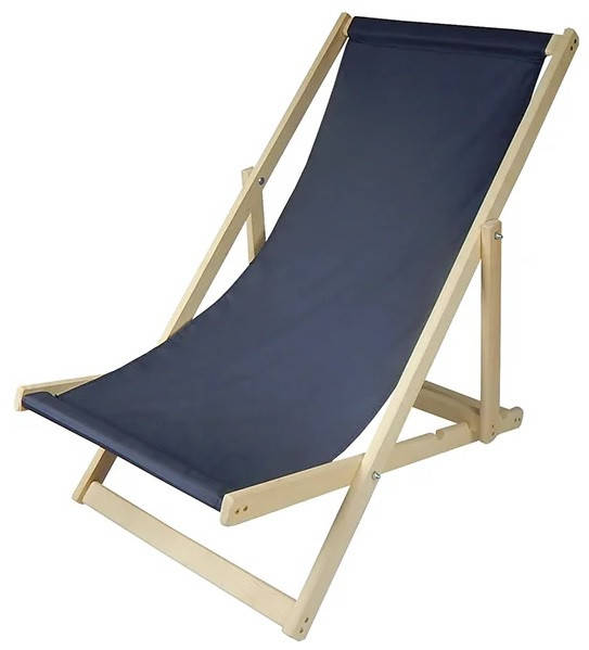 

Складной лежак садовый пляжный дачный из бука или дуба темно-синего цвета