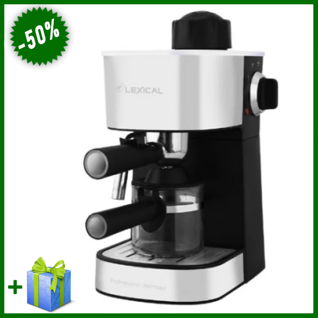 

Кофеварка Espresso LEXICAL LEM-0601 с капучинатором 800W, лучшая капельная кофемашина для дома или офиса