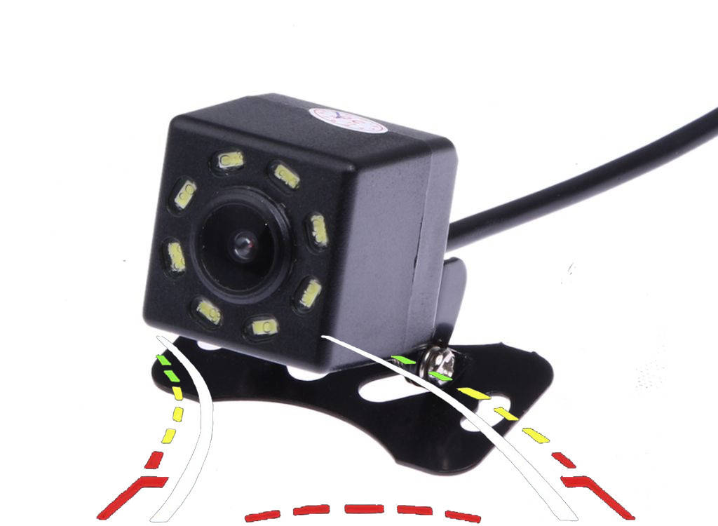 

Камера заднего вида водонепроницаемая с поворотными линиями. 8 диодов