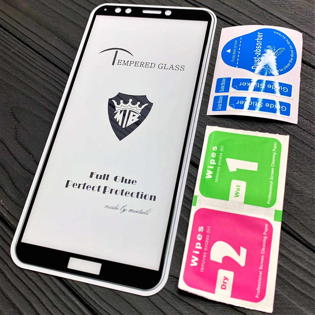 

Защитное стекло для Honor 7C Pro FullGlue чёрное, Прозрачный