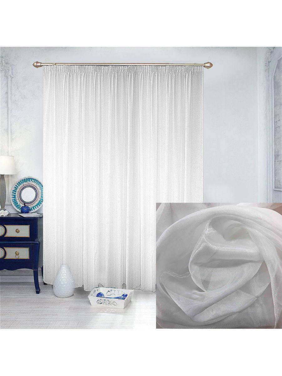 

Тюль однотонный из кристалона для зала спальни кухни, тюль из кристалона для спальни детской Белый (T-KR-4)