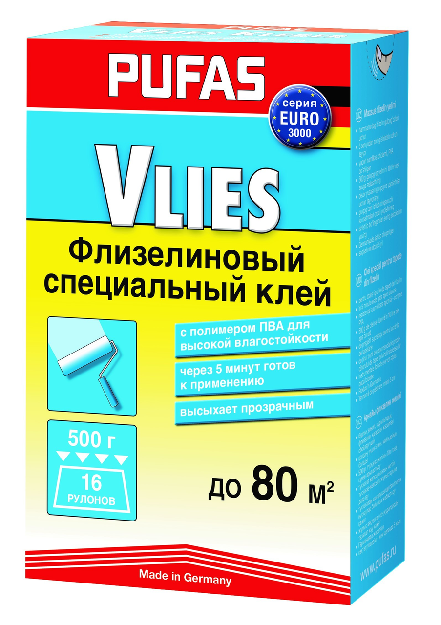 

Клей обойный флизелиновый Юбилейный Pufas EURO 3000 500г