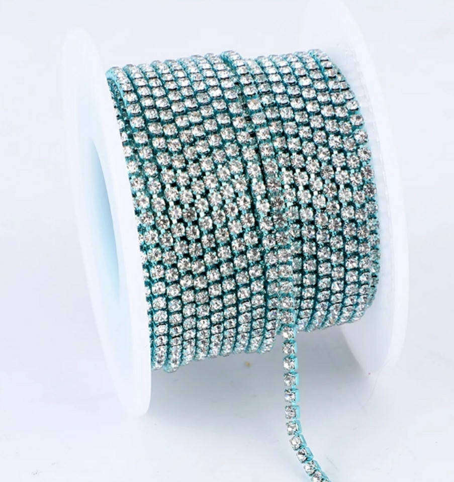 

Стразовая цепочка, ss10, Crystal/Blue, Голубой