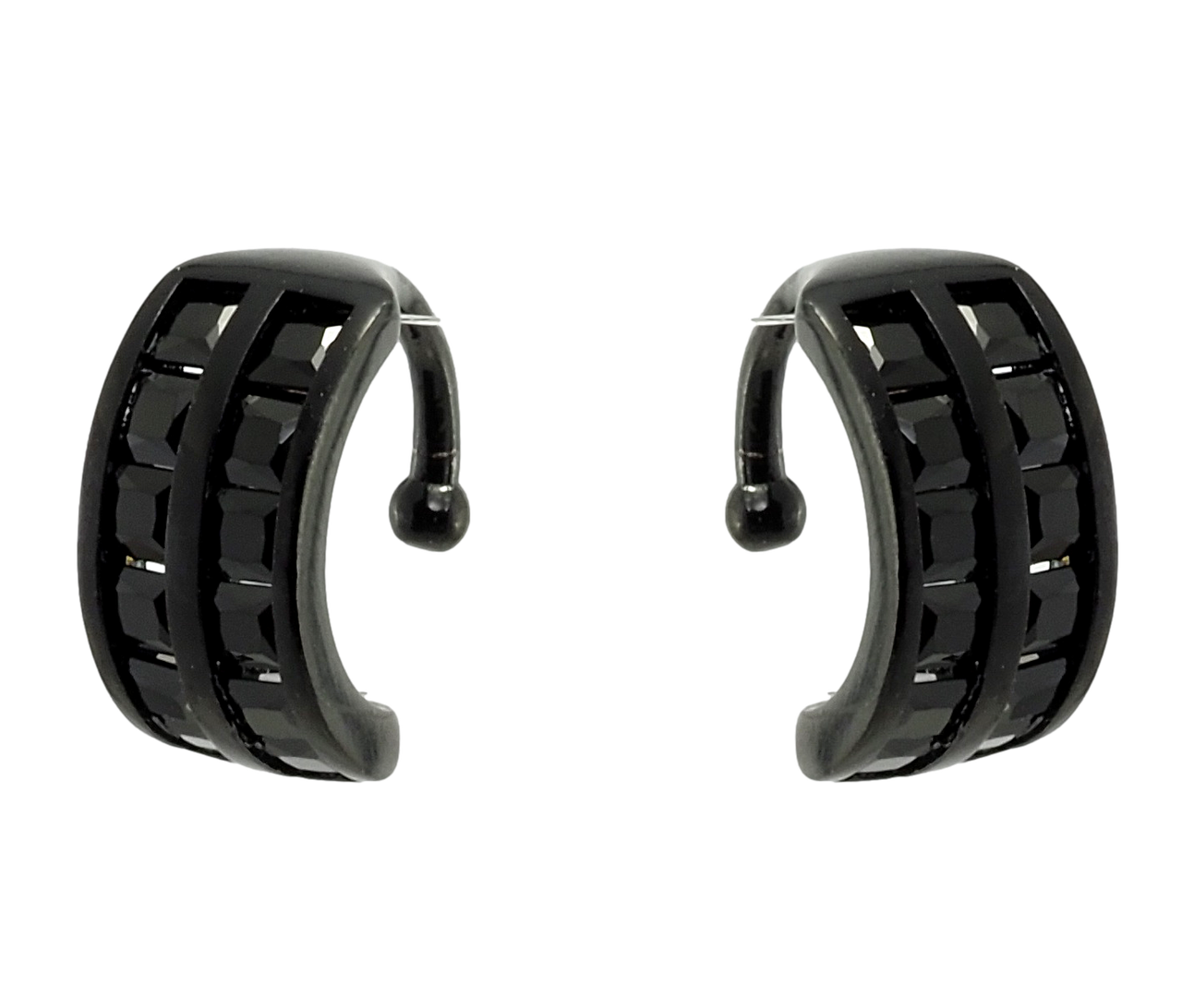 

Серьги Xuping Позолота Black (черное золото) каффы "Дорожки с черным цирконием"