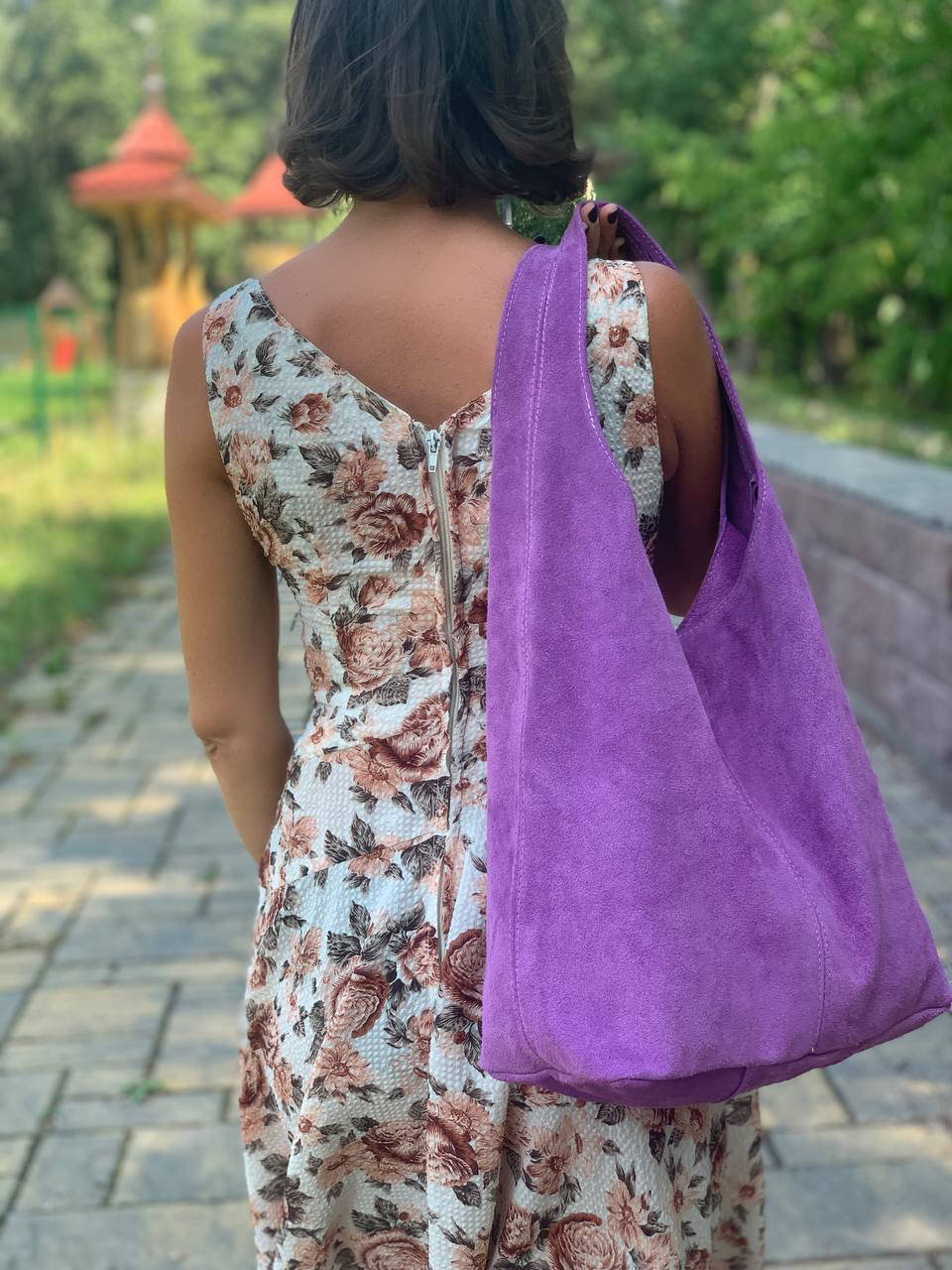 

Замшевая сиреневая сумка-хобо Monica Италия, цвета в ассортименте, Сиреневый