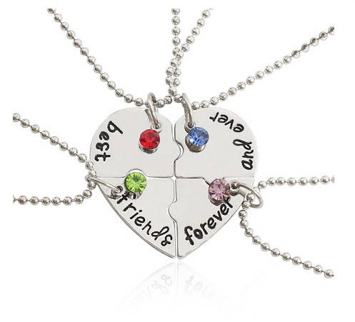 

Кулоны для друзей со стразами - best friends Forever 4 друга