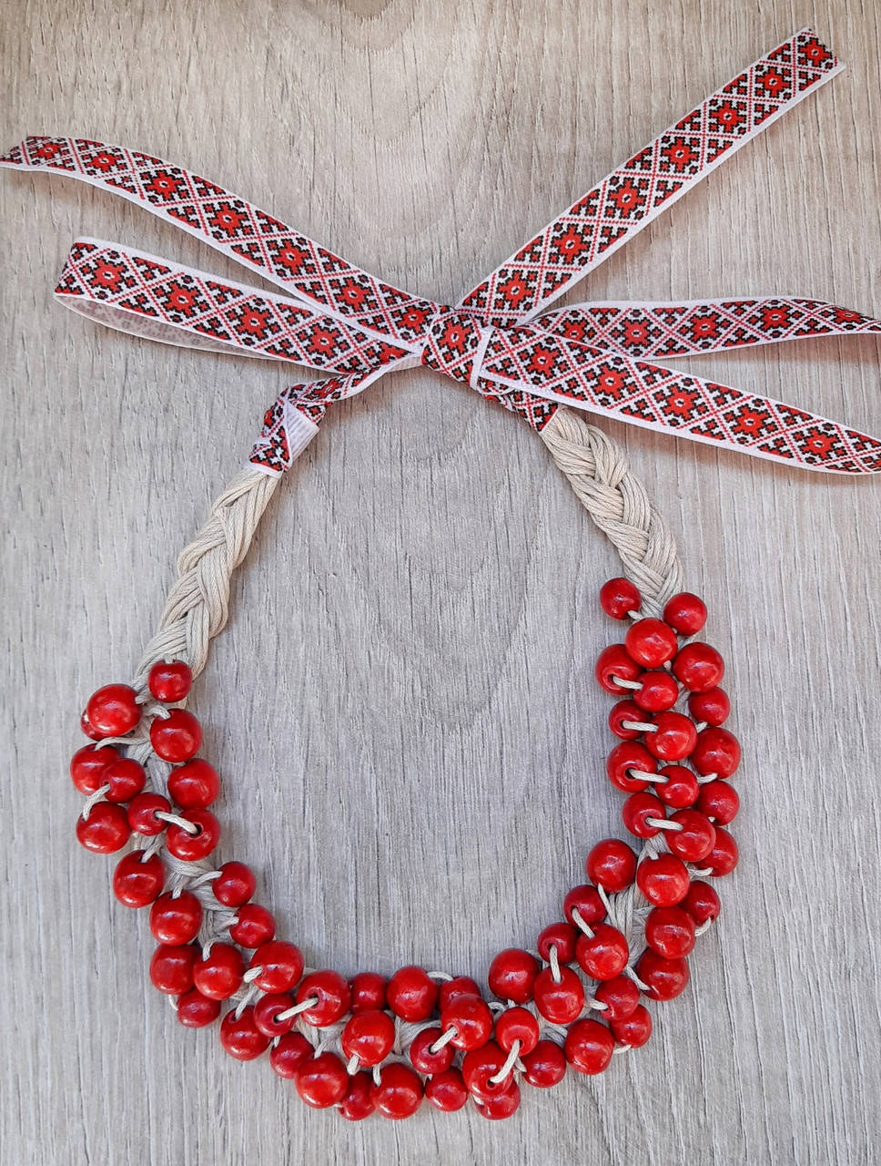 

Буси Косичка етно. Червоно-бежеві.