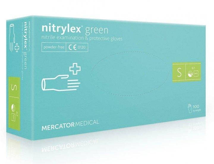 

Нитриловые перчатки Mercator Medical Nitrylex green,  (6-7), синие, 100 шт, Зелёный