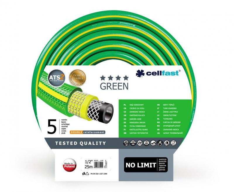 

Шланг поливочный CELLFAST Green пятислойный 3/4 (бухта 50м.), цена за бухту