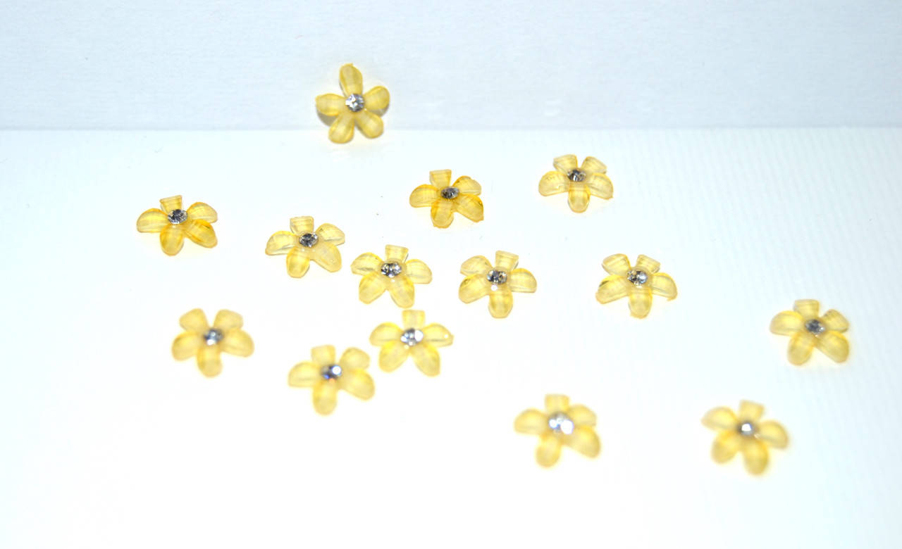 

Декор Квіточка зі стразом, 10мм, кольор- жовтий