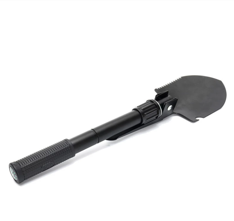 

Туристическая складная лопата с чехлом 4 в 1, цвет черный