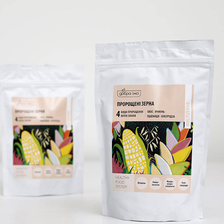 

Пророщенные зерна овса, ячменя, пшеницы, кукурузы, "Добра їжа", Choice пакет 300 г