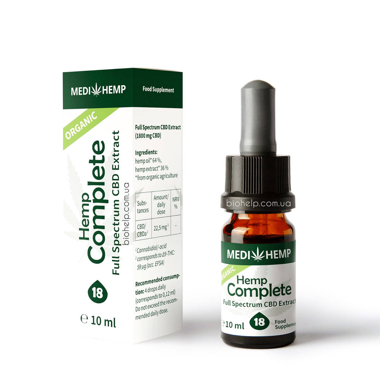 

Medihemp CBD Oil RAW 18% (Organig Hemp Complete 1800 mg.) - 10ml
