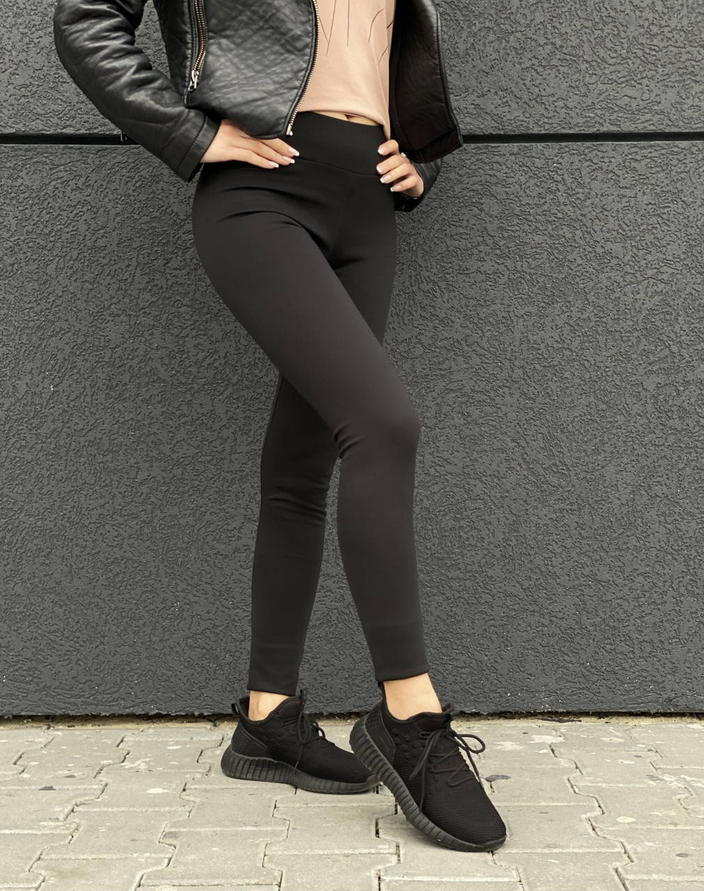 

Женские бесшовные коттоновые чёрные лосины ZH-100-58, Черный