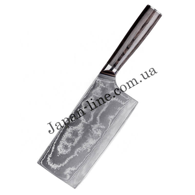 

Японский кухонный нож-топорик Damascu DK-HJ 6007 AUS-10 сталь 67 слоев лезвие 17 см.