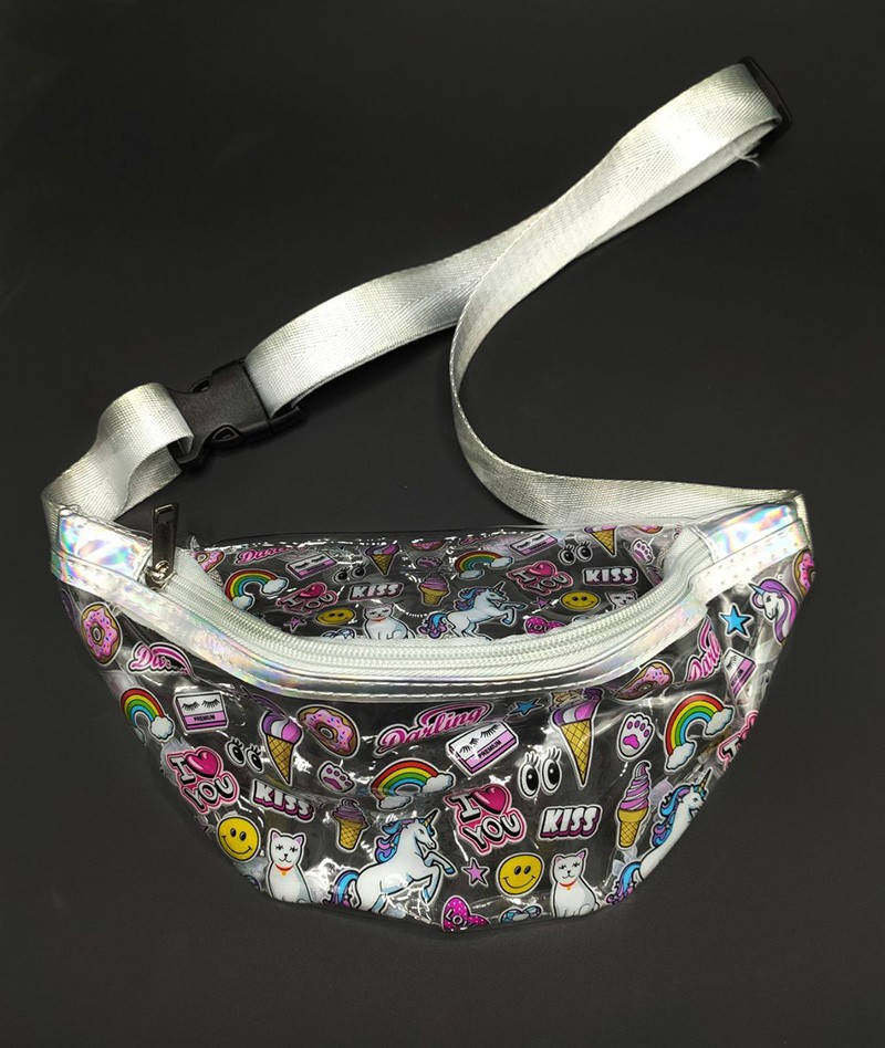 

Сумка на пояс бананка яркая стильная прозрачная принт Радуга 20*15 см на молнии отличного качества Luna Принт Единорог
