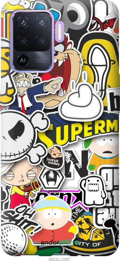 

Чехол на Oppo Reno5 Lite Popular logos "4023u-2312-18101", Синий