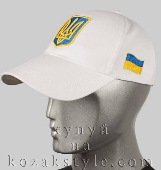 

Бейсболка з українською символікою біла, Белый