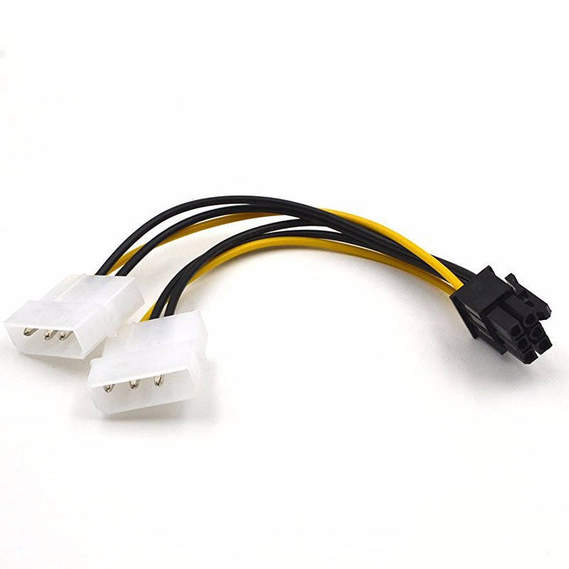 

Кабель питания для видеокарт, 2шт Molex - 6 pin, переходник 2 x 4pin to 6pin