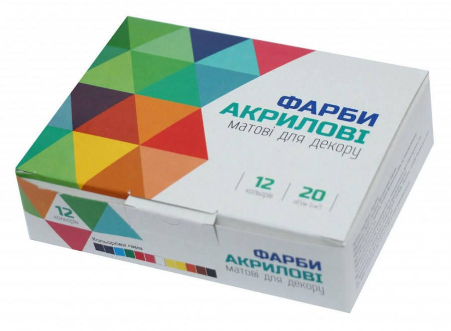 

Набор матовых акриловых красок 12 цветов, 20 мл ROSA