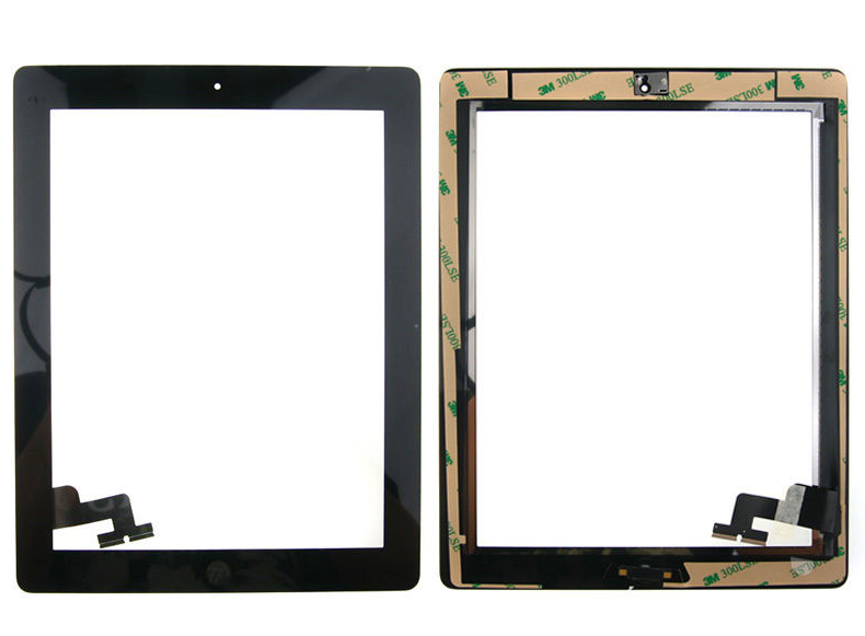 

Тачскрин (сенсорное стекло) для iPad 2 A1395/A1396/A1397 (черный цвет, с кнопкой Home, самоклейка)