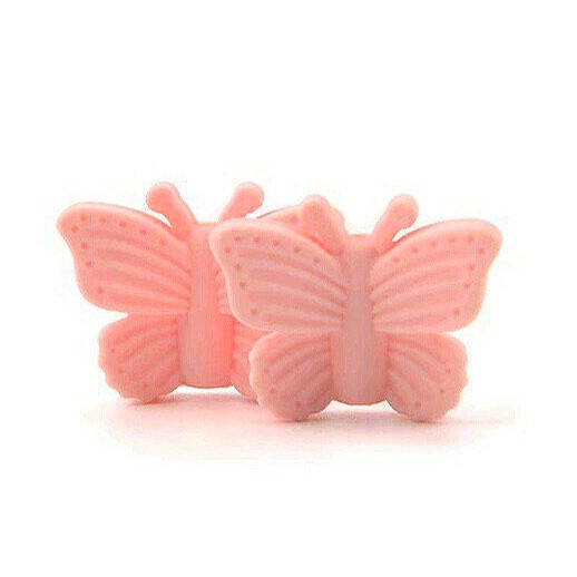 

Бабочка 3D бусина силиконовая Розовый кварц