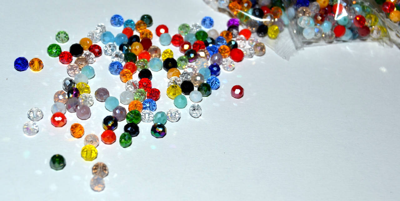 

Намистини-кришталь "Рондель", 2*2мм(165-175шт), колір-мікс, Разные цвета