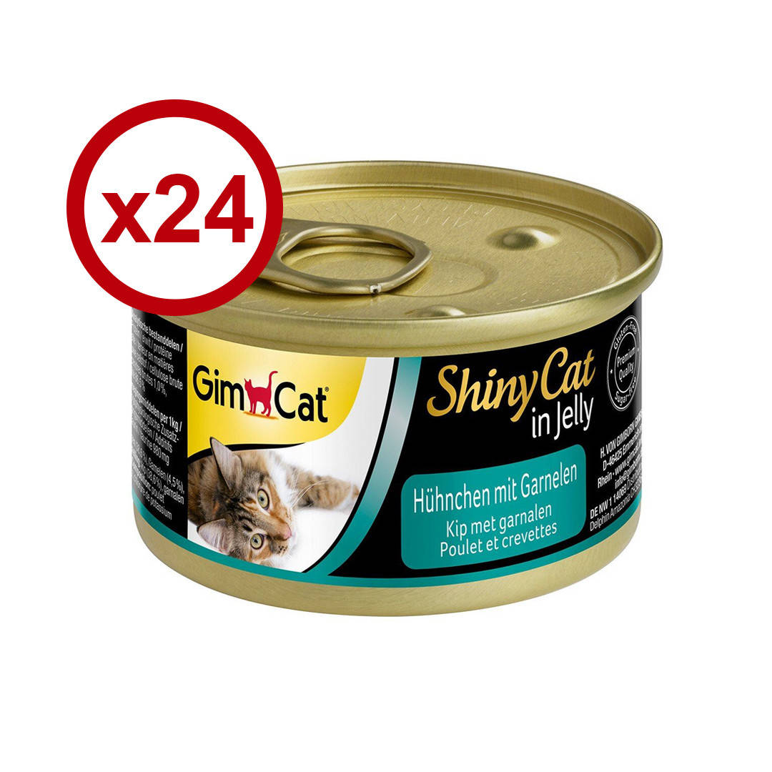 

GimCat Shiny Cat консервы для кошек 70г*24шт (курица и креветки)
