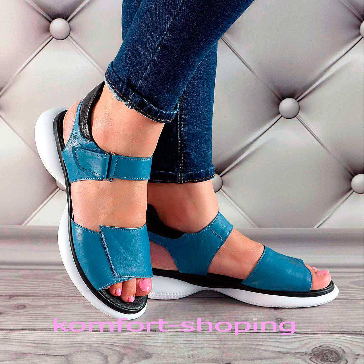 

Женские босоножки кожаные, синие К 1375 39