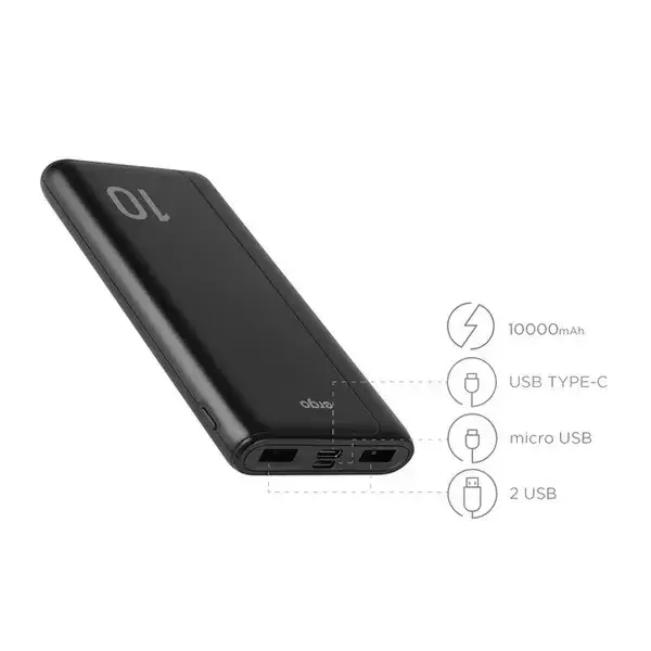 

Дополнительный аккумулятор Ergo LP-M10 - 10000 mAh Li-pol TYPE-C Black