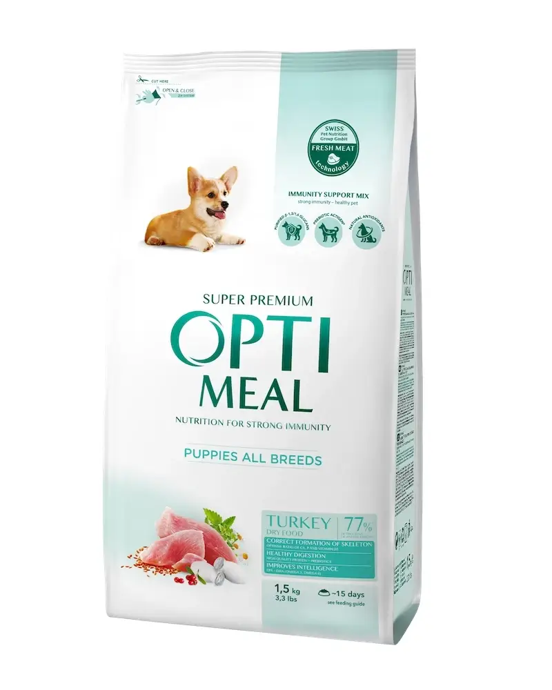 

Сухой корм Optimeal Puppies All Breeds Сухой корм для щенков - индейка 1.5 кг