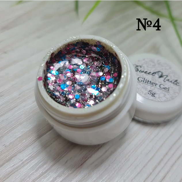 

Глиттерный гель для ногтей разноцветный микс Sweet Nails №4 5г