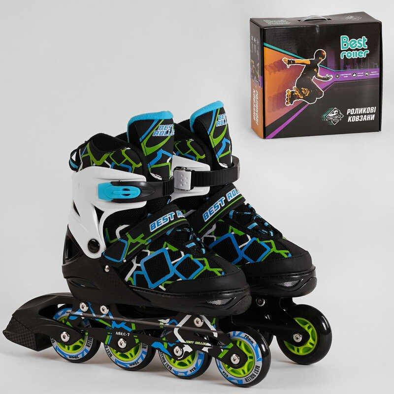 

Ролики 1070-М Best Roller /размер 35-38/ (6) ЧЕРНО-ЗЕЛЕНЫЙ, колёса PU, ПЕРЕДНЕЕ КОЛЕСО СВЕТ, d колес – 6.5 см,, Зелёный